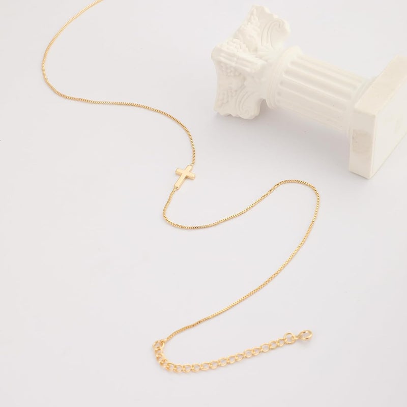 Rotnso Cross Necklace for Women 14K Gold Silver Plated Dainty Small Cross Pendant Choker Simple Trendy Cute Cross Charm Chain Necklace Easter Basket Stuffers Baptism Religious Faith Jewelry Gift - Image 5
